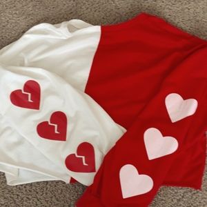 Half red and white heart  crop top